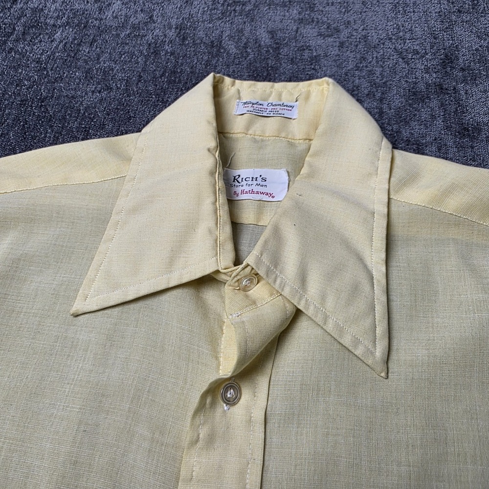 Vtg 70s Dagger Collar Paperthin Shirt Mens Large Hathaway Rich's L Disco Hippie